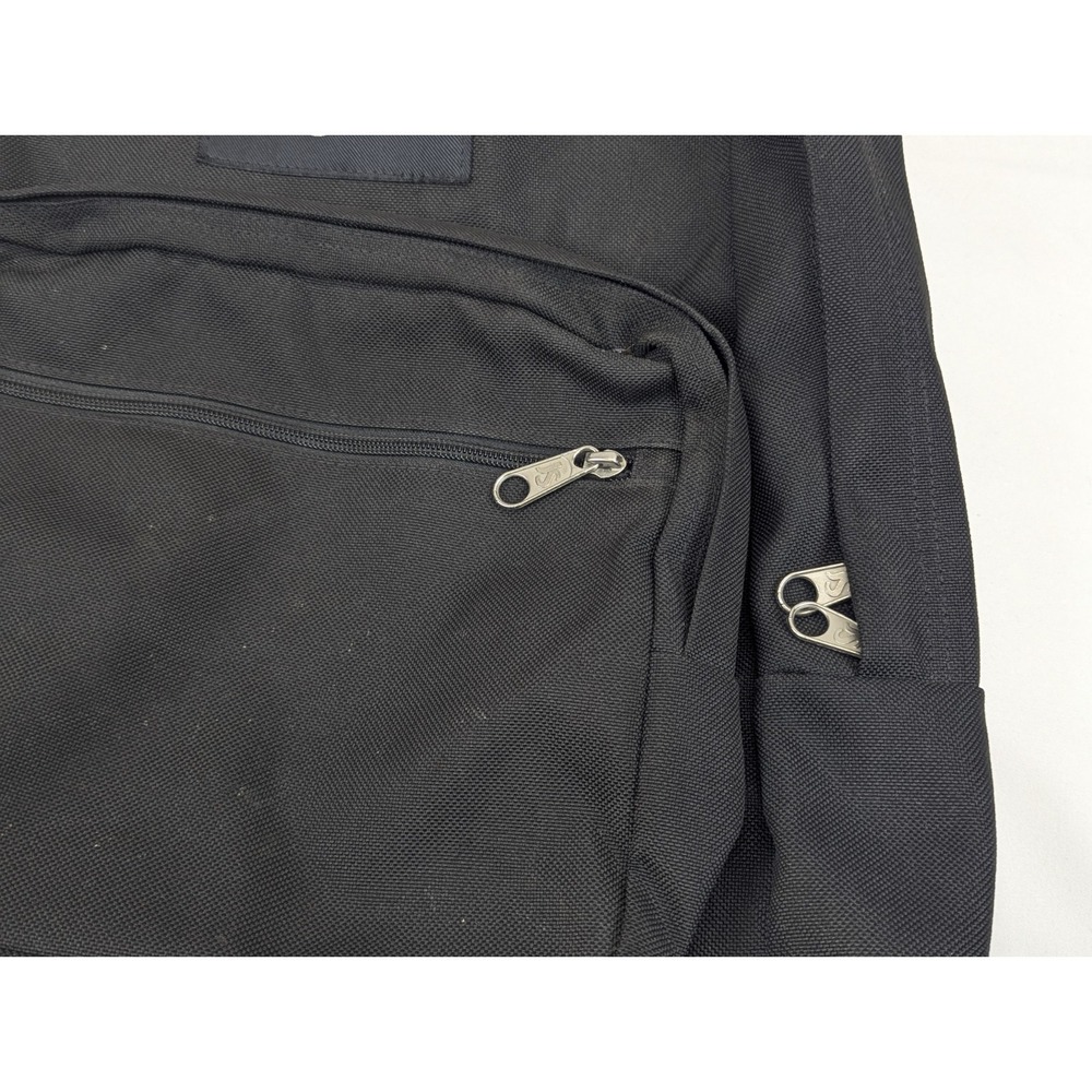 JanSport Backpack Black Nylon Suede Leather School Y2K Adjustable Collage - Picture 3 of 10